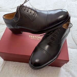 NEW! $795 Amedeo Testoni “Trento” Brown Lace Up Cap-toe Oxford Shoes 9.5